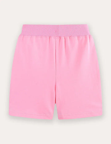 Flower Embroidered Cotton Shorts